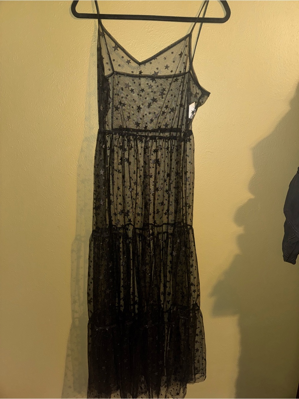SHEIN Black Sheer Star-Print Maxi Dress